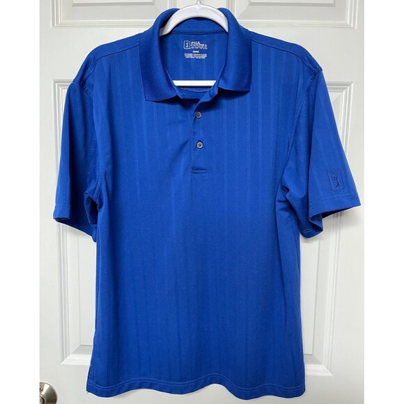 PGA Tour Mens M Golf Polo Shirt Blue Short Sleeve - Picture 1 of 5